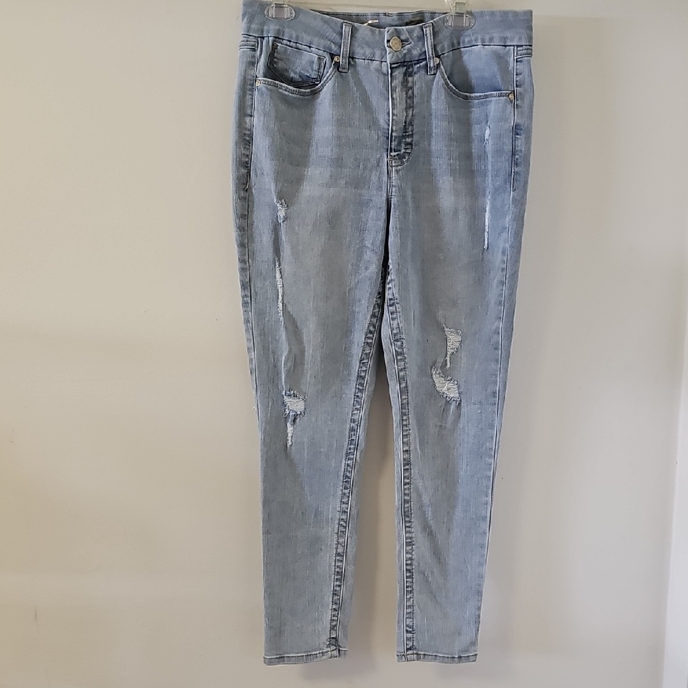 Light Blue Distressed Women Jeans By Seven Size 12. Stretch.